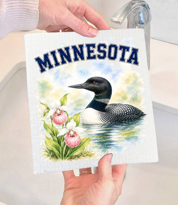 Minnesota State Bird and Animal Swedish Dishcloth