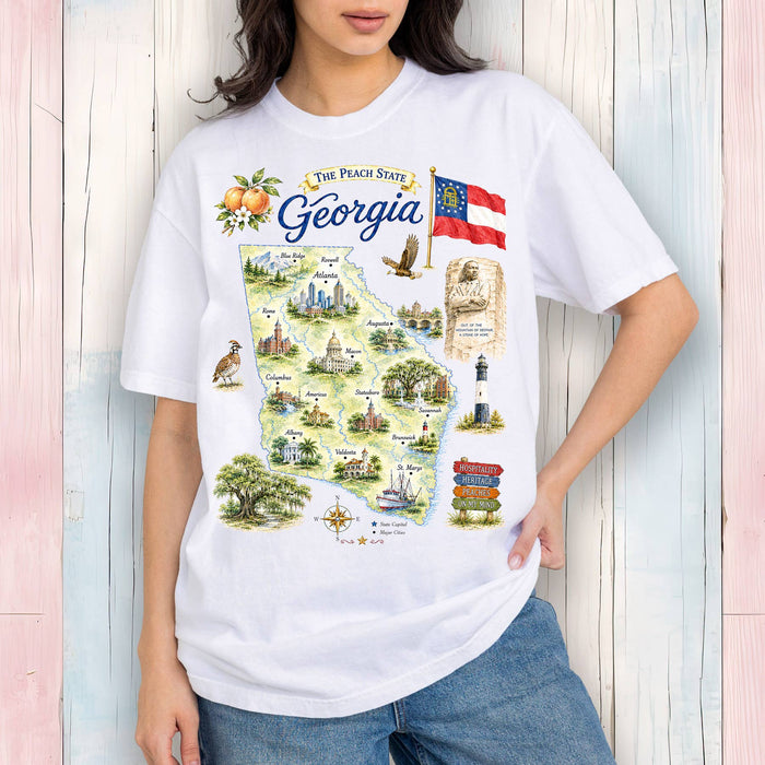 Georgia State Map Landmark T-Shirt