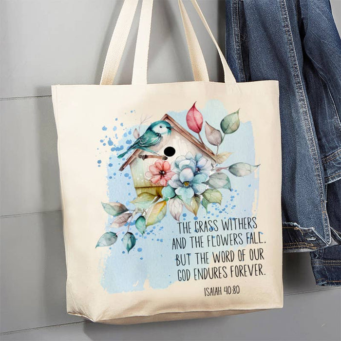 Spiritual The word of God Endures Canvas Tote Bag