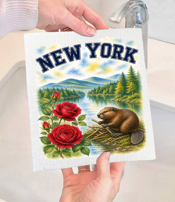 New York State Bird and Animal Swedish Dishcloth