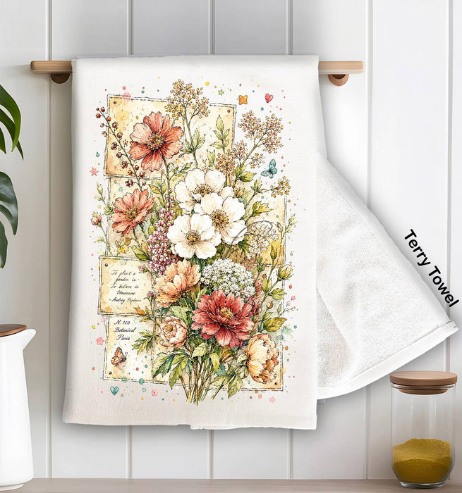 Vintage Spring Wild Flowers Kitchen Terry Towel