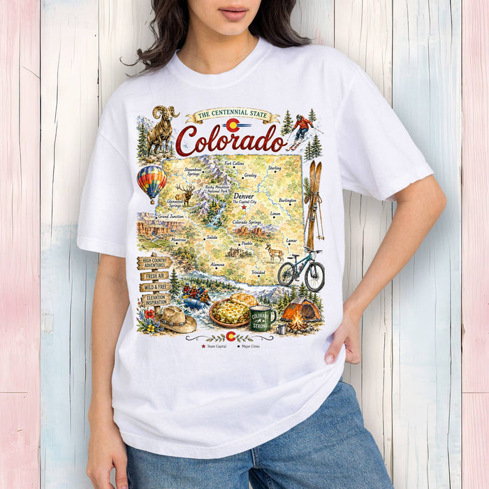Colorado State Map Landmark T-Shirt