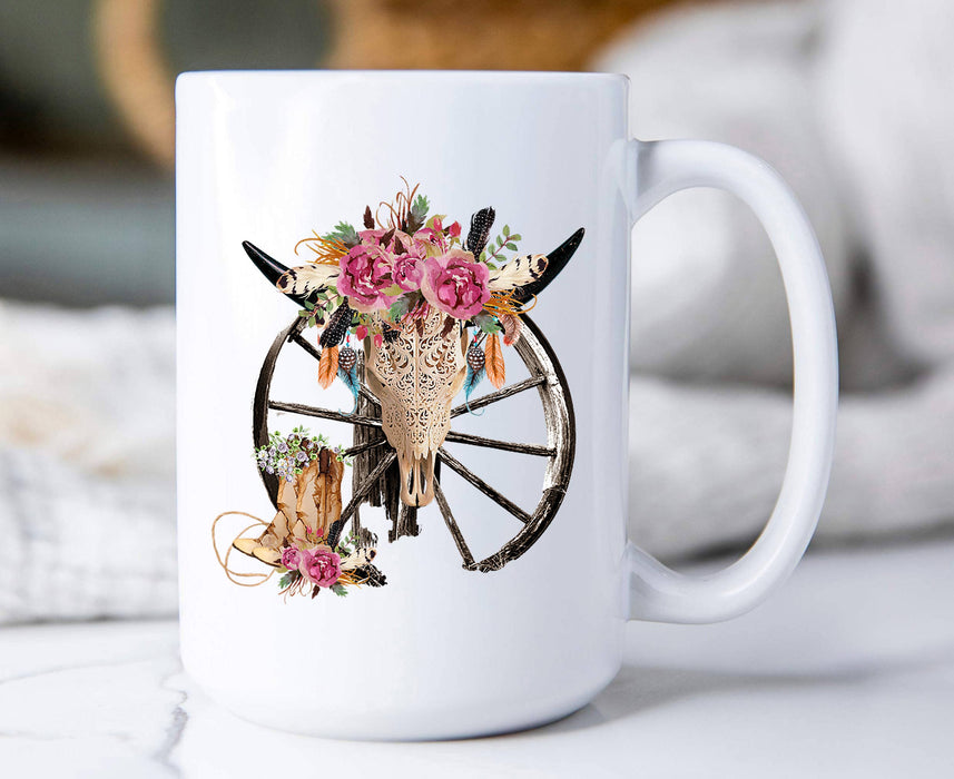 Western Cow Skull Cowboy Southwestern Coffee Mug