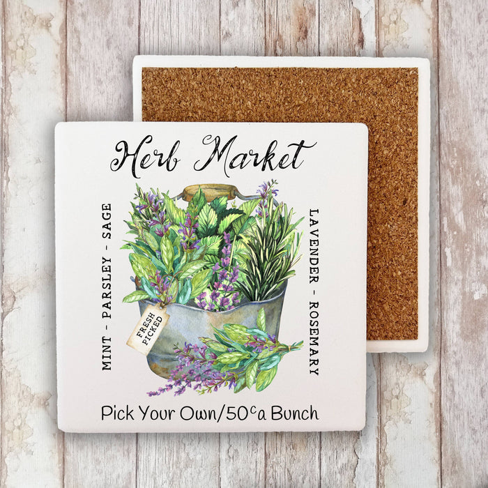 Farmhouse Herb Market  Stone Coaster