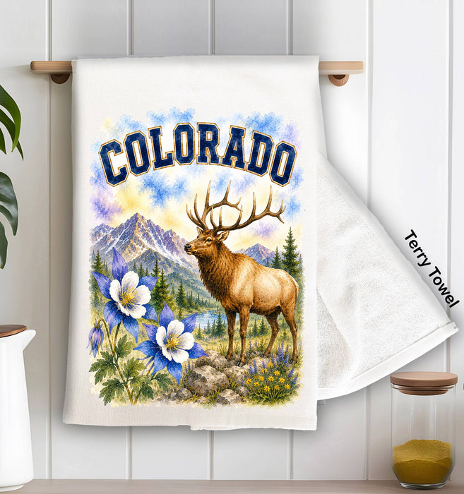 Colorado State Bird and Animal Kitchen Terry Towel