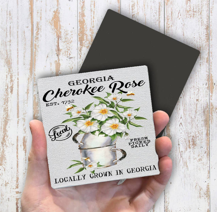 Georgia State Flower Cherokee Rose Magnet Fridge