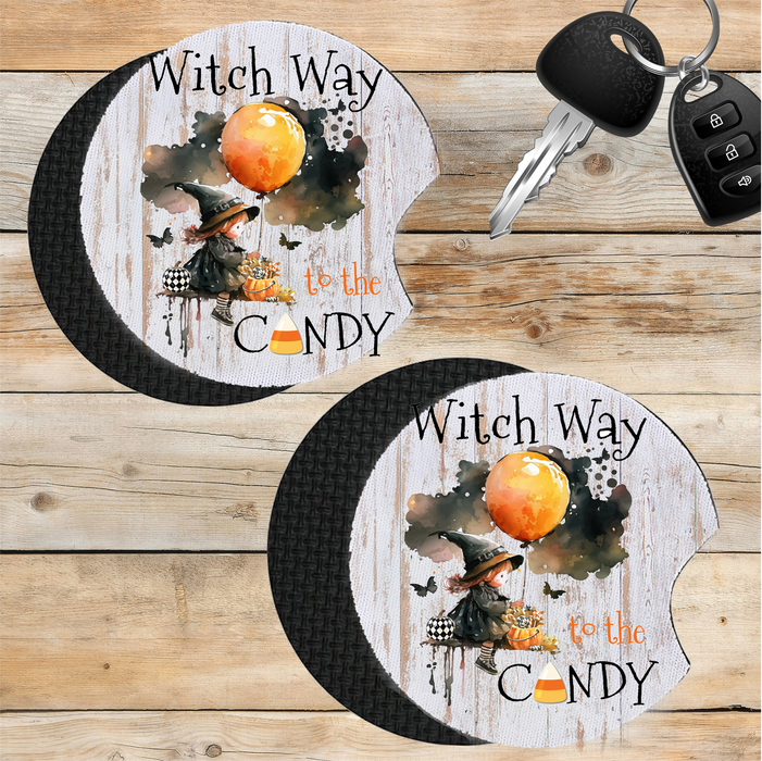 Car Coaster Halloween Witch Way to Candy