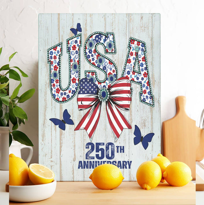 Patriotic Eagle 250 Anniversary America Glass Cutting Board