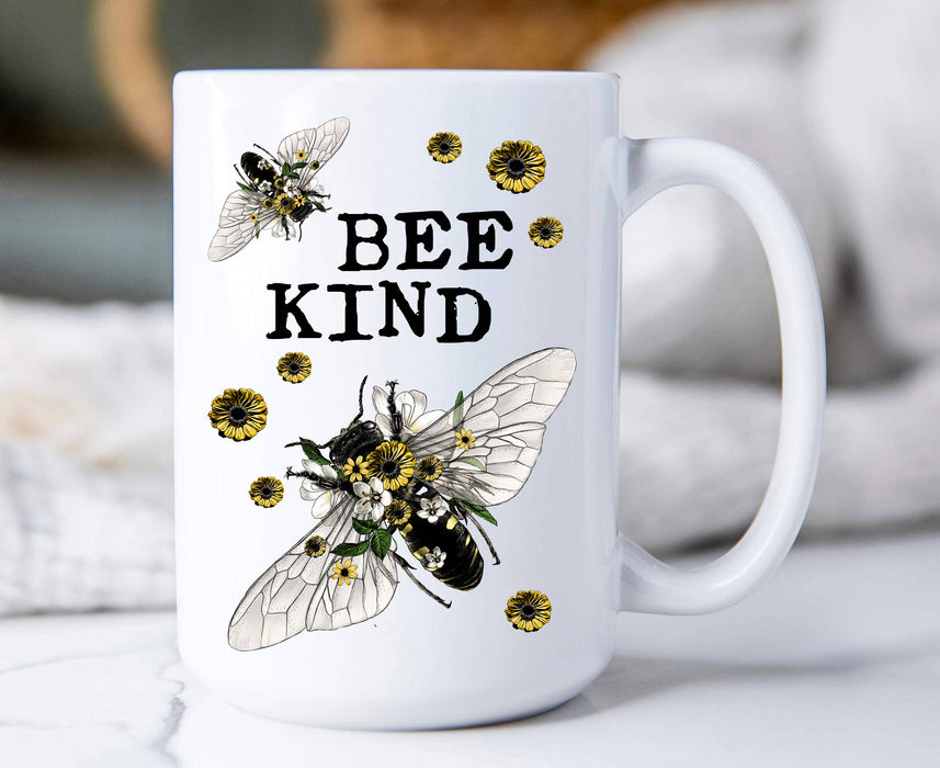 Bee Kind Flowers Vintage Bees  Coffee Mugs