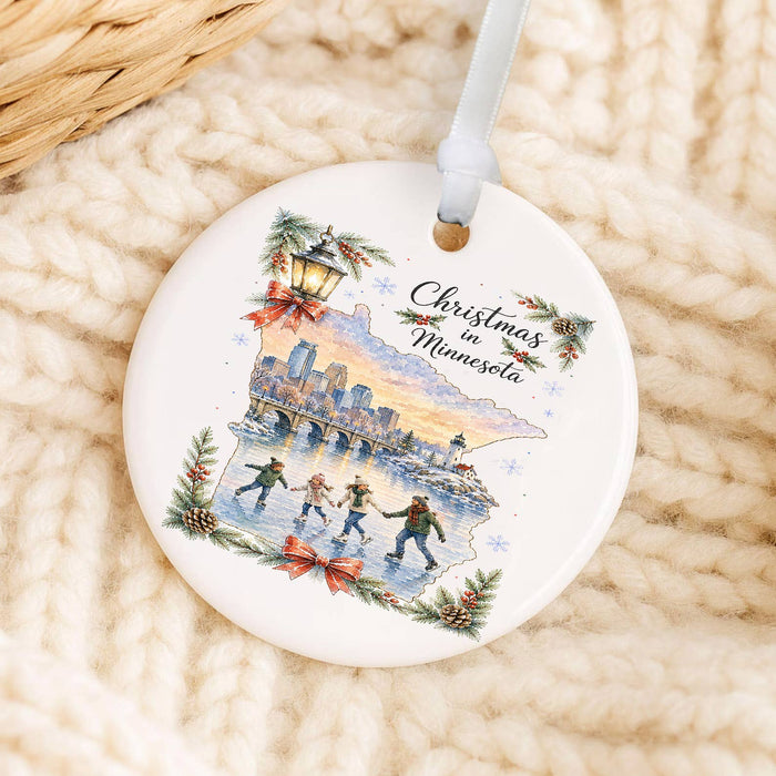Christmas in Minnesota State Map Ornament