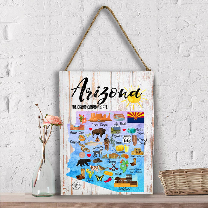 Arizona State Map Souvenir Wall Decor