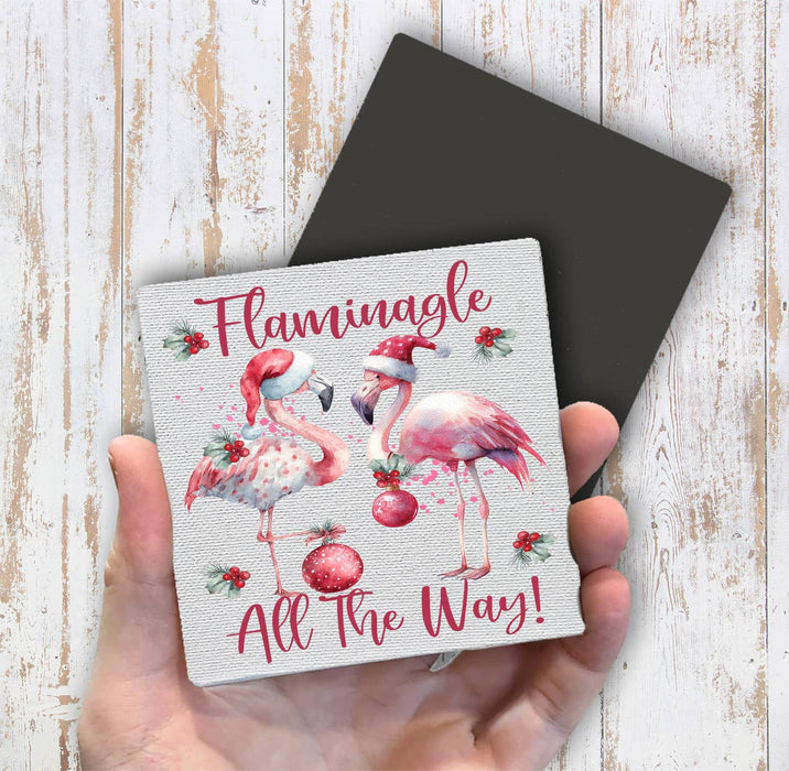 Christmas Flamingo Flaminagle all the way Magnet Fridge