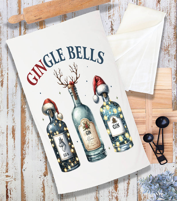 Christmas Gingle Bells Gin Terry Towel