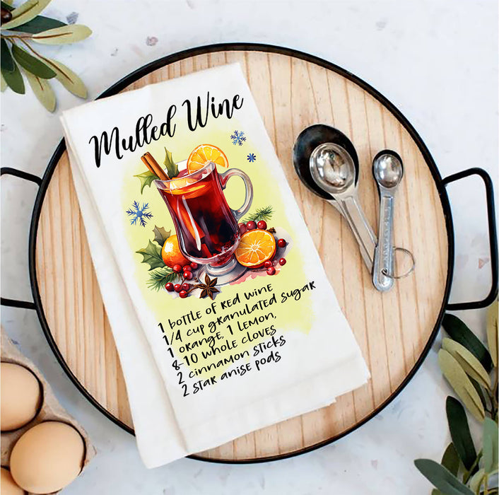 Christmas Cocktail Mulled Wine Recipe Tea Towel