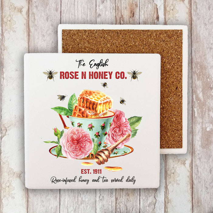 Rose & Honey English Tea Cup  Stone Coaster