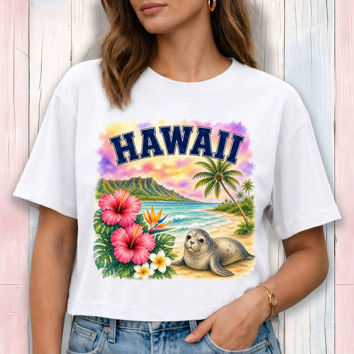 Hawaii State Bird and Animal Cropped T-Shirt
