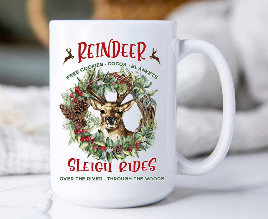 Christmas Reindeer Sleigh Rides Coffee Mug