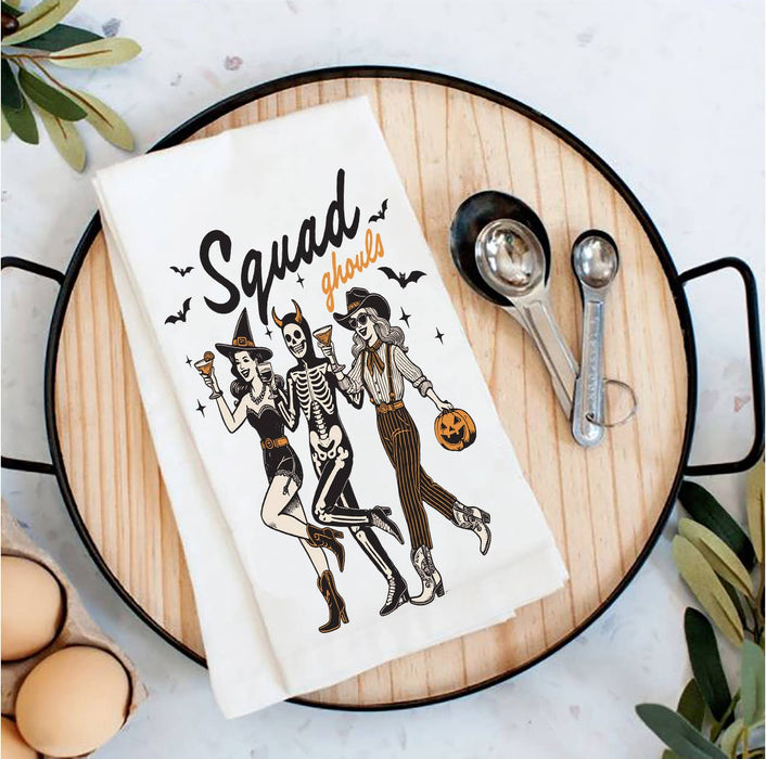 Halloween Retro Squad Ghouls Tea Towel