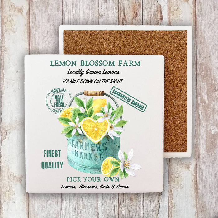 Farmers Market Lemon Blossoms Stone Coaster