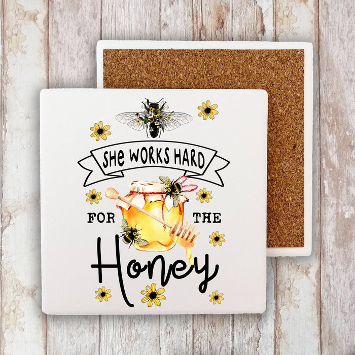 Bees She Works Hard for the Honey Stone Coaster