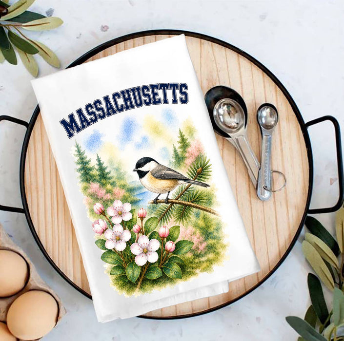 Massachusetts State Bird and Animal Tea Towel