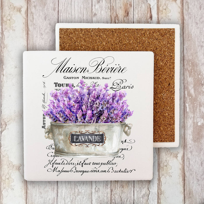 Vintage French Lavender Paris Stone Coaster
