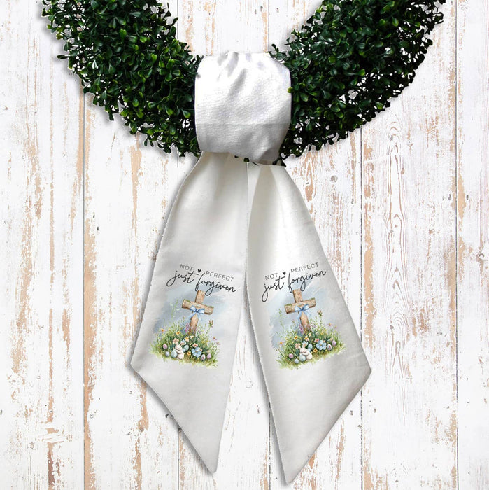 Not Perfect Just Forgiven Easter Cross Wreath Sash