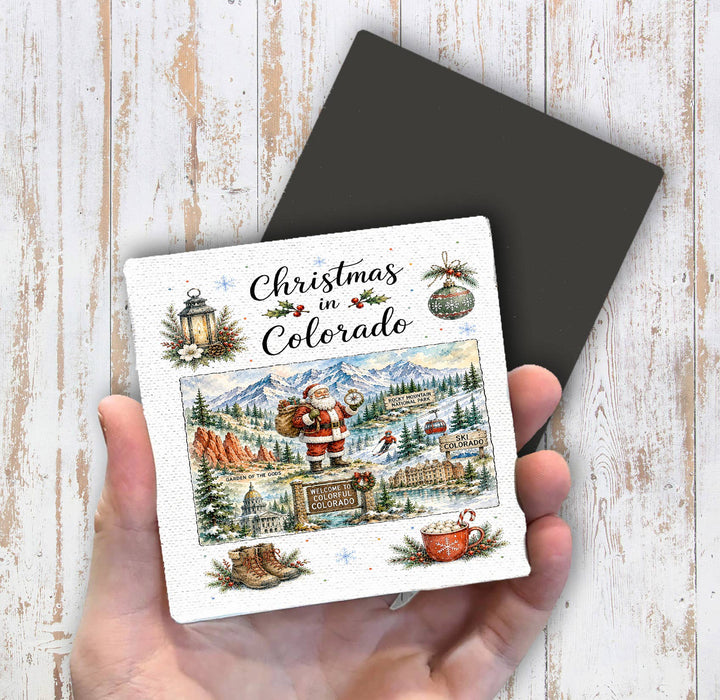 Christmas in Colorado State Map Magnet Fridge