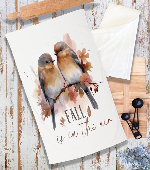 Autumn Fall is in the Air Birds Terry Towel