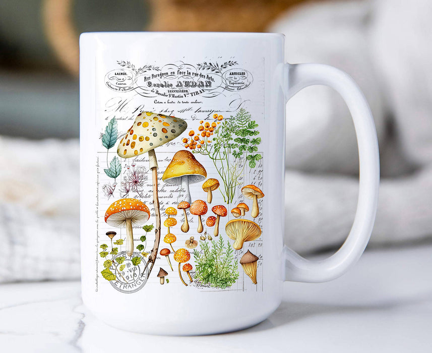Vintage Mushrooms Botanicals Coffee Mug
