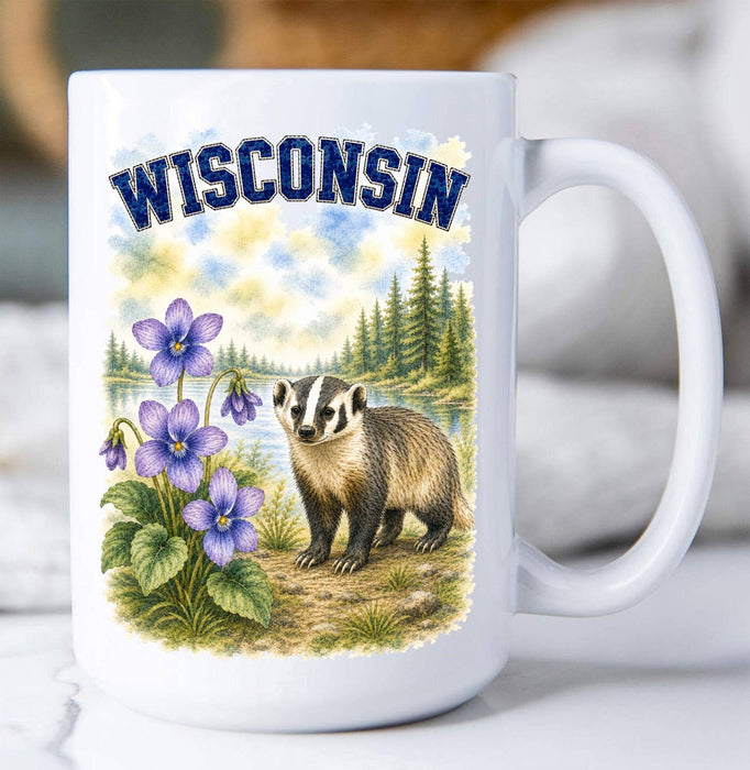 Wisconsin State Bird and Animal Coffee Mug