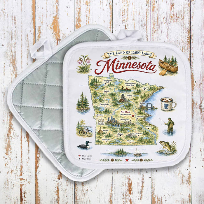 Minnesota State Map Landmark Pot Holder