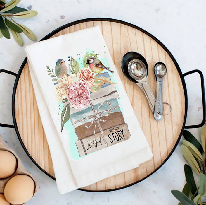 Spiritual Let God White the Story Flour Sack Tea Towel