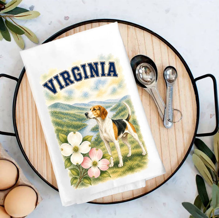 Virginia State Bird and Animal Tea Towel