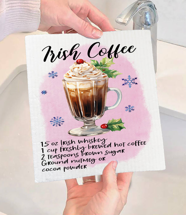 Christmas Cocktail irish Coffee Recipe Swedish Dishcloth