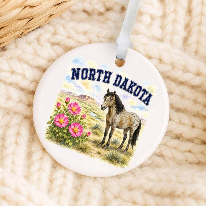 North Dakota State Bird and Animal Ornament