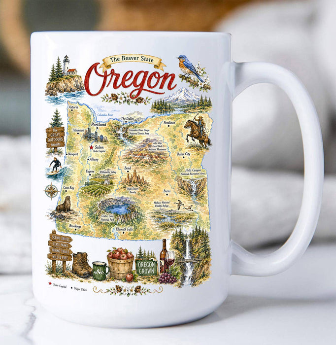 Oregon State Map Landmark Coffee Mug