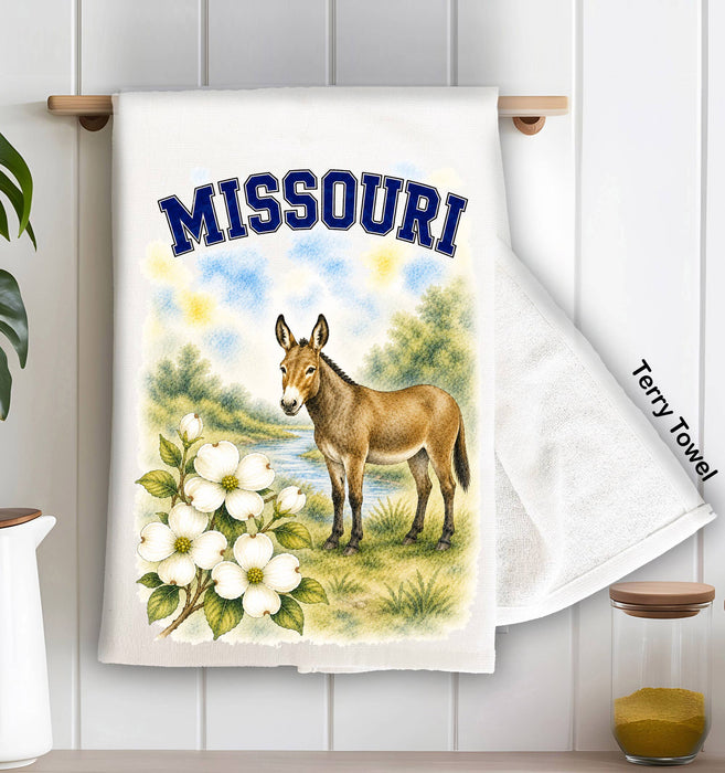 Missouri State Bird and Animal Kitchen Terry Towel