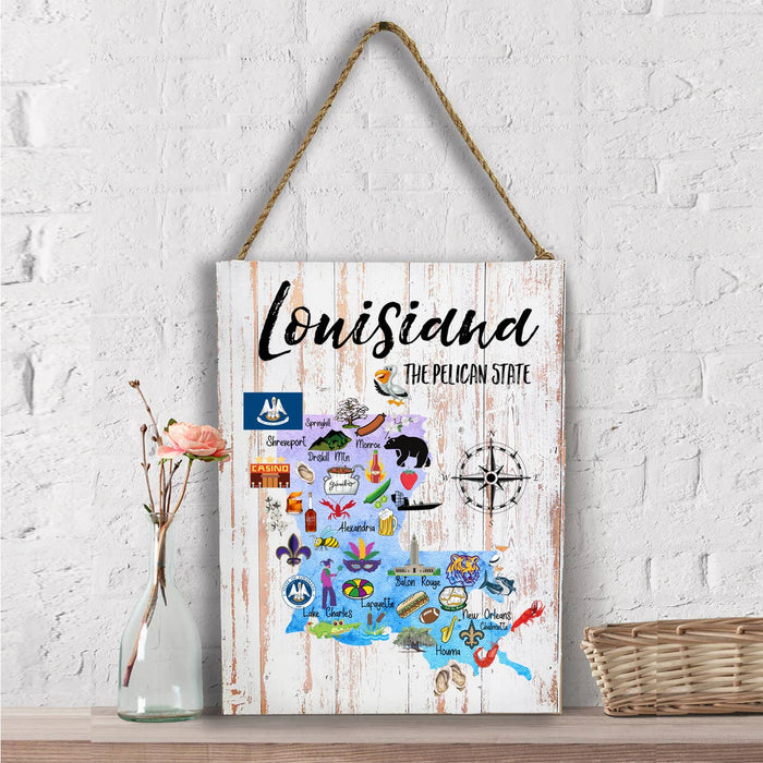 Louisiana State Map Souvenir Wall Decor