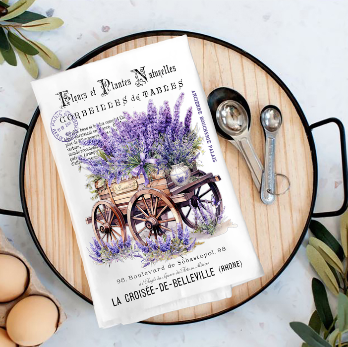Vintage French Lavender Wagon Tea Towel