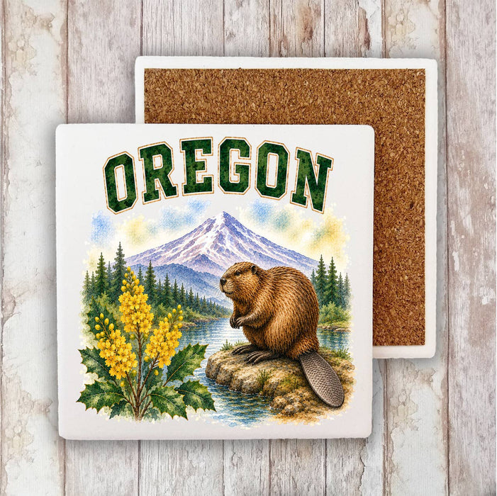 Oregon State Bird and Animal Stone Coaster