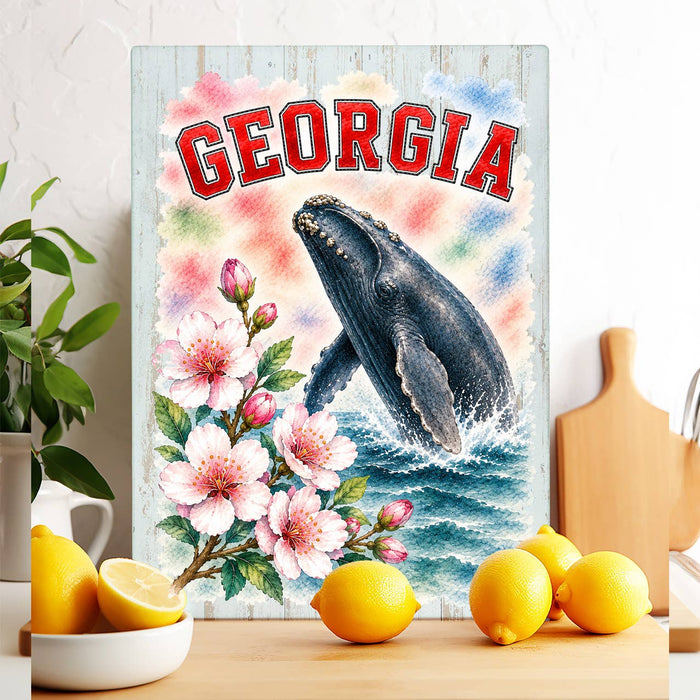 Georgia State Bird and Animal Glass Cutting Board