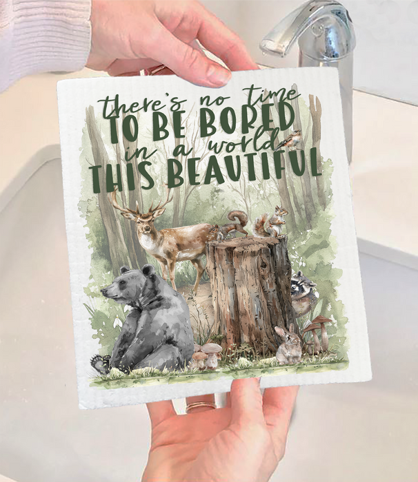 Woodland Animals A world of beauty Swedish Dishcloth