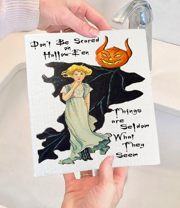 Halloween Vintage Goblin Swedish Dishcloth