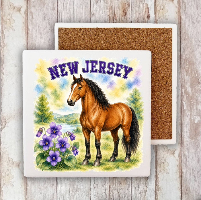 New Jersey State Bird and Animal Stone Coaster