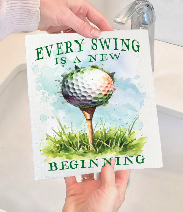 Golf Every Swing is a New Beginning Swedish Dishcloth