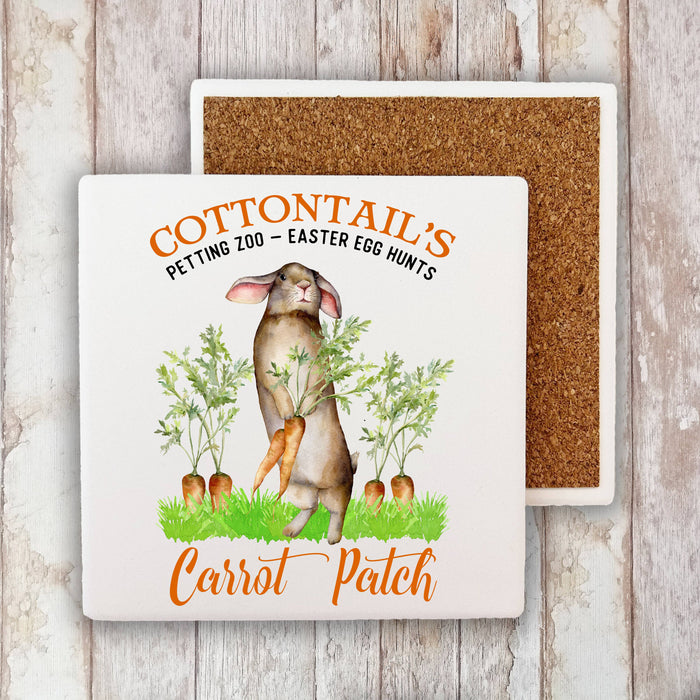 Easter Bunny Carrot Patch Cotton Stone Coaster