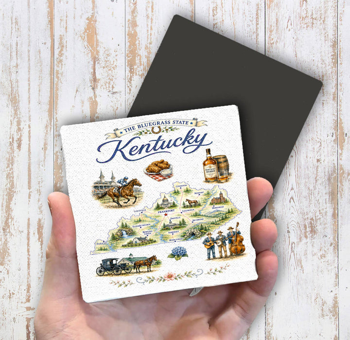 Kentucky State Map Landmark Magnet Fridge
