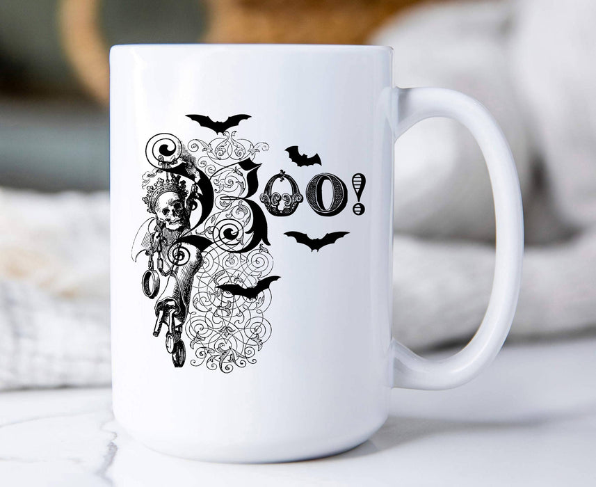Boo Skeleton Skull Fancy, Coffee Mugs