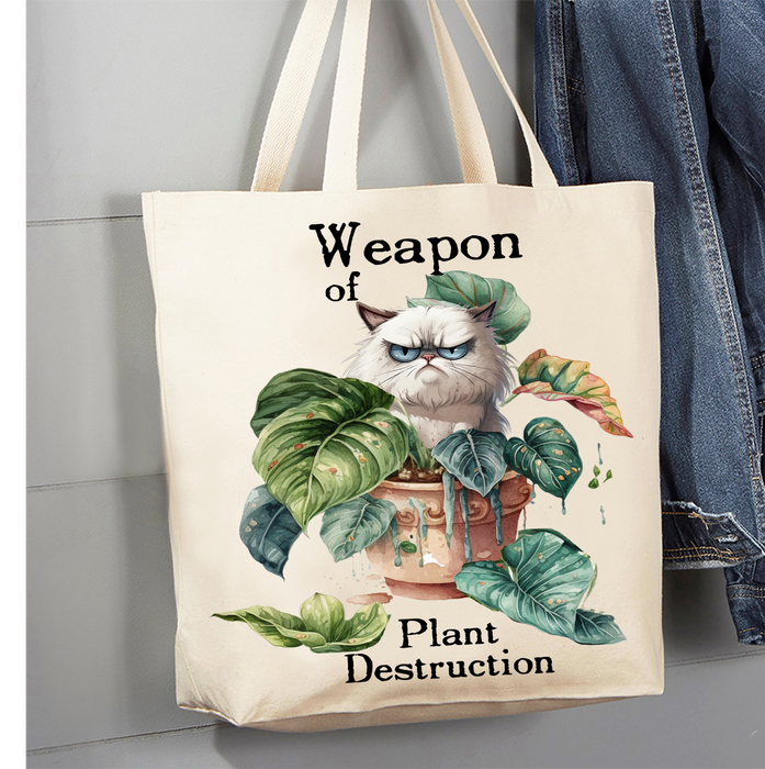 Weapon of Plant Destruction Cat Canvas Tote Bag